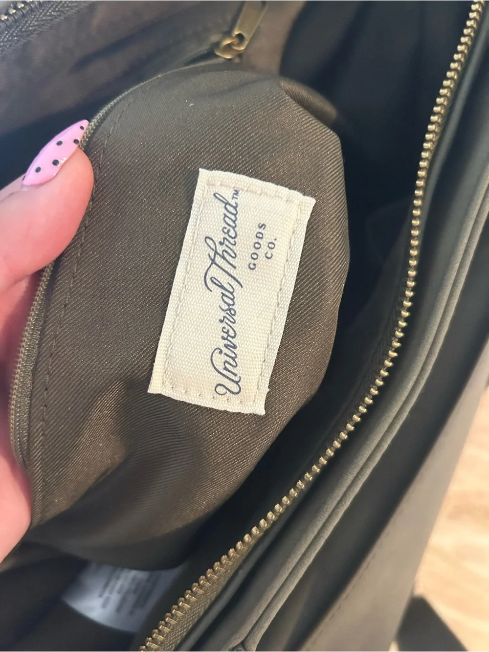 Olive Green Tote Bag with Top Zip